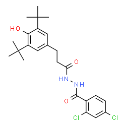 ChemSpider 2D Image | 2,4-Dichloro-N'-{3-[4-hydroxy-3,5-bis(2-methyl-2-propanyl)phenyl]propanoyl}benzohydrazide | C24H30Cl2N2O3
