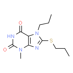 ChemSpider 2D Image | 3-Methyl-7-propyl-8-(propylsulfanyl)-3,7-dihydro-1H-purine-2,6-dione | C12H18N4O2S