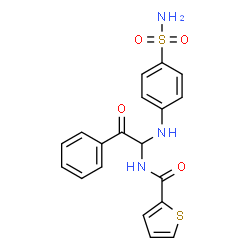 ChemSpider 2D Image | N-{2-Oxo-2-phenyl-1-[(4-sulfamoylphenyl)amino]ethyl}-2-thiophenecarboxamide | C19H17N3O4S2