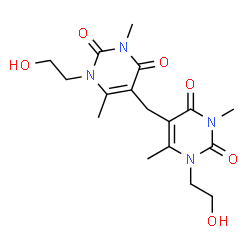 ChemSpider 2D Image | 5,5'-Methylenebis[1-(2-hydroxyethyl)-3,6-dimethyl-2,4(1H,3H)-pyrimidinedione] | C17H24N4O6