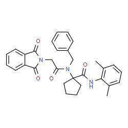 ChemSpider 2D Image | 1-{Benzyl[(1,3-dioxo-1,3-dihydro-2H-isoindol-2-yl)acetyl]amino}-N-(2,6-dimethylphenyl)cyclopentanecarboxamide | C31H31N3O4