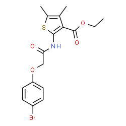 ChemSpider 2D Image | Ethyl 2-{[(4-bromophenoxy)acetyl]amino}-4,5-dimethyl-3-thiophenecarboxylate | C17H18BrNO4S