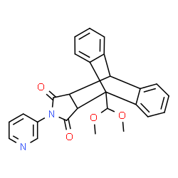 ChemSpider 2D Image | 1-(Dimethoxymethyl)-17-(3-pyridinyl)-17-azapentacyclo[6.6.5.0~2,7~.0~9,14~.0~15,19~]nonadeca-2,4,6,9,11,13-hexaene-16,18-dione | C26H22N2O4
