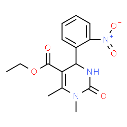 ChemSpider 2D Image | Ethyl 1,6-dimethyl-4-(2-nitrophenyl)-2-oxo-1,2,3,4-tetrahydro-5-pyrimidinecarboxylate | C15H17N3O5