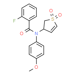 ChemSpider 2D Image | N-(1,1-Dioxido-2,3-dihydro-3-thiophenyl)-2-fluoro-N-(4-methoxyphenyl)benzamide | C18H16FNO4S