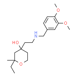 ChemSpider 2D Image | 4-[2-(3,4-Dimethoxy-benzylamino)-ethyl]-2-ethyl-2-methyl-tetrahydro-pyran-4-ol | C19H31NO4