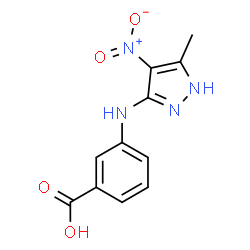 ChemSpider 2D Image | 3-[(3-methyl-4-nitro-1H-pyrazol-5-yl)amino]benzoic acid | C11H10N4O4