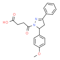 ChemSpider 2D Image | 4-[5-(4-Methoxyphenyl)-3-phenyl-4,5-dihydro-1H-pyrazol-1-yl]-4-oxobutanoic acid | C20H20N2O4