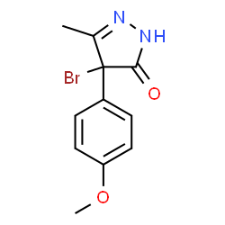 ChemSpider 2D Image | 4-Bromo-4-(4-methoxyphenyl)-5-methyl-2,4-dihydro-3H-pyrazol-3-one | C11H11BrN2O2