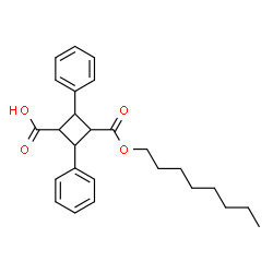 ChemSpider 2D Image | 3-[(Octyloxy)carbonyl]-2,4-diphenylcyclobutanecarboxylic acid | C26H32O4