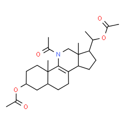ChemSpider 2D Image | 1-(2-Acetoxy-5-acetyl-4a,6a-dimethyl-2,3,4,4a,5,6,6a,7,8,9,9a,10,11,11a-tetradecahydro-1H-benzo[h]cyclopenta[c]quinolin-7-yl)ethyl acetate | C26H39NO5