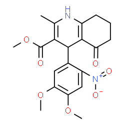 ChemSpider 2D Image | Methyl 4-(4,5-dimethoxy-2-nitrophenyl)-2-methyl-5-oxo-1,4,5,6,7,8-hexahydro-3-quinolinecarboxylate | C20H22N2O7