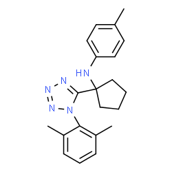 ChemSpider 2D Image | {1-[1-(2,6-Dimethyl-phenyl)-1H-tetrazol-5-yl]-cyclopentyl}-p-tolyl-amine | C21H25N5