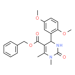 ChemSpider 2D Image | Benzyl 4-(2,5-dimethoxyphenyl)-1,6-dimethyl-2-oxo-1,2,3,4-tetrahydro-5-pyrimidinecarboxylate | C22H24N2O5