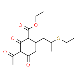 ChemSpider 2D Image | Ethyl 3-acetyl-6-[2-(ethylsulfanyl)propyl]-2,4-dioxocyclohexanecarboxylate | C16H24O5S