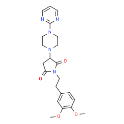 ChemSpider 2D Image | 1-[2-(3,4-Dimethoxyphenyl)ethyl]-3-[4-(2-pyrimidinyl)-1-piperazinyl]-2,5-pyrrolidinedione | C22H27N5O4