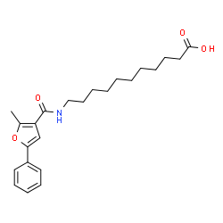 ChemSpider 2D Image | 11-[(2-Methyl-5-phenyl-3-furoyl)amino]undecanoic acid | C23H31NO4