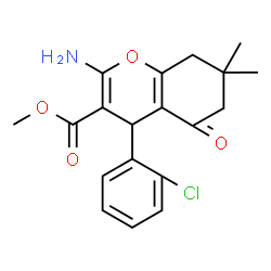 ChemSpider 2D Image | methyl 2-amino-4-(2-chlorophenyl)-7,7-dimethyl-5-oxo-6,8-dihydro-4H-chromene-3-carboxylate | C19H20ClNO4