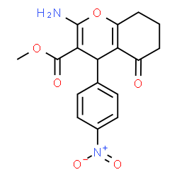 ChemSpider 2D Image | Methyl 2-amino-4-(4-nitrophenyl)-5-oxo-5,6,7,8-tetrahydro-4H-chromene-3-carboxylate | C17H16N2O6