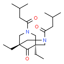 ChemSpider 2D Image | 1,5-Diethyl-3,7-bis(3-methylbutanoyl)-3,7-diazabicyclo[3.3.1]nonan-9-one | C21H36N2O3