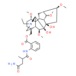ChemSpider 2D Image | [(1alpha,6beta,7beta,16beta,17R)-20-Ethyl-7,8-dihydroxy-1,6,14,16-tetramethoxyaconitan-4-yl]methyl 2-[(4-amino-2-methyl-4-oxobutanoyl)amino]benzoate | C37H53N3O10