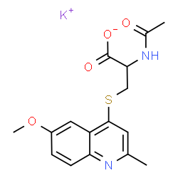 ChemSpider 2D Image | Potassium 2-acetamido-3-[(6-methoxy-2-methyl-4-quinolinyl)sulfanyl]propanoate | C16H17KN2O4S