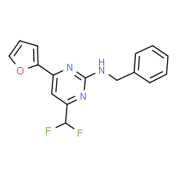 ChemSpider 2D Image | N-Benzyl-4-(difluoromethyl)-6-(2-furyl)-2-pyrimidinamine | C16H13F2N3O