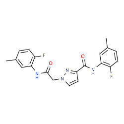 ChemSpider 2D Image | N-(2-Fluoro-5-methylphenyl)-1-{2-[(2-fluoro-5-methylphenyl)amino]-2-oxoethyl}-1H-pyrazole-3-carboxamide | C20H18F2N4O2