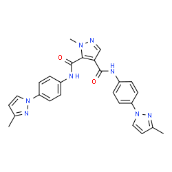 ChemSpider 2D Image | 1-Methyl-N,N'-bis[4-(3-methyl-1H-pyrazol-1-yl)phenyl]-1H-pyrazole-4,5-dicarboxamide | C26H24N8O2