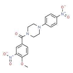 ChemSpider 2D Image | (4-Methoxy-3-nitrophenyl)[4-(4-nitrophenyl)-1-piperazinyl]methanone | C18H18N4O6