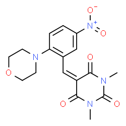 ChemSpider 2D Image | 1,3-Dimethyl-5-(2-morpholin-4-yl-5-nitro-benzylidene)-pyrimidine-2,4,6-trione | C17H18N4O6