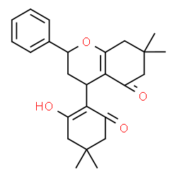 ChemSpider 2D Image | 4-(2-Hydroxy-4,4-dimethyl-6-oxo-1-cyclohexen-1-yl)-7,7-dimethyl-2-phenyl-2,3,4,6,7,8-hexahydro-5H-chromen-5-one | C25H30O4