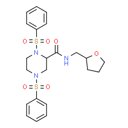 ChemSpider 2D Image | 1,4-Bis(phenylsulfonyl)-N-(tetrahydro-2-furanylmethyl)-2-piperazinecarboxamide | C22H27N3O6S2