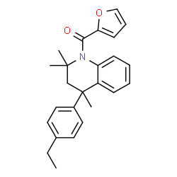 ChemSpider 2D Image | [4-(4-Ethylphenyl)-2,2,4-trimethyl-3,4-dihydro-1(2H)-quinolinyl](2-furyl)methanone | C25H27NO2