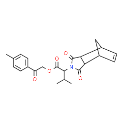ChemSpider 2D Image | 2-(4-Methylphenyl)-2-oxoethyl 2-(3,5-dioxo-4-azatricyclo[5.2.1.0~2,6~]dec-8-en-4-yl)-3-methylbutanoate | C23H25NO5