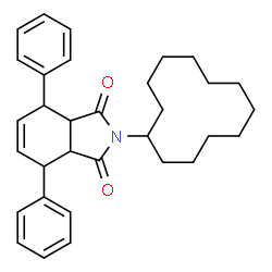ChemSpider 2D Image | 2-Cyclododecyl-4,7-diphenyl-3a,4,7,7a-tetrahydro-isoindole-1,3-dione | C32H39NO2
