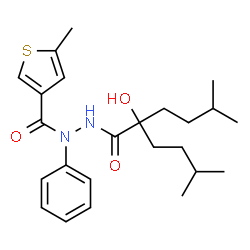 ChemSpider 2D Image | N'-[2-Hydroxy-5-methyl-2-(3-methylbutyl)hexanoyl]-5-methyl-N-phenyl-3-thiophenecarbohydrazide | C24H34N2O3S