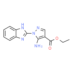 ChemSpider 2D Image | ethyl 5-amino-1-(1H-1,3-benzodiazol-2-yl)pyrazole-4-carboxylate | C13H13N5O2