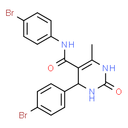 ChemSpider 2D Image | N,4-Bis(4-bromophenyl)-6-methyl-2-oxo-1,2,3,4-tetrahydro-5-pyrimidinecarboxamide | C18H15Br2N3O2