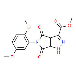 ChemSpider 2D Image | Methyl 5-(2,5-dimethoxyphenyl)-4,6-dioxo-1,3a,4,5,6,6a-hexahydropyrrolo[3,4-c]pyrazole-3-carboxylate | C15H15N3O6