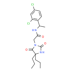 ChemSpider 2D Image | N-[1-(2,4-Dichlorophenyl)ethyl]-2-(2,5-dioxo-4,4-dipropyl-1-imidazolidinyl)acetamide | C19H25Cl2N3O3