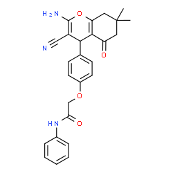 ChemSpider 2D Image | 2-(4-(2-Amino-3-cyano-7,7-dimethyl-5-oxo-5,6,7,8-tetrahydro-4H-chromen-4-yl)phenoxy)-N-phenylacetamide | C26H25N3O4