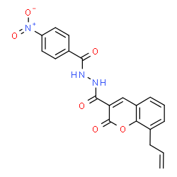 ChemSpider 2D Image | 8-Allyl-N'-(4-nitrobenzoyl)-2-oxo-2H-chromene-3-carbohydrazide | C20H15N3O6