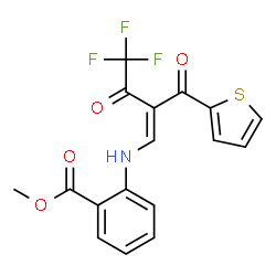 ChemSpider 2D Image | Methyl 2-{[(1E)-4,4,4-trifluoro-3-oxo-2-(2-thienylcarbonyl)-1-buten-1-yl]amino}benzoate | C17H12F3NO4S