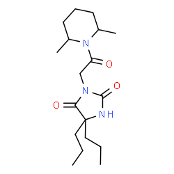 ChemSpider 2D Image | 3-[2-(2,6-Dimethyl-1-piperidinyl)-2-oxoethyl]-5,5-dipropyl-2,4-imidazolidinedione | C18H31N3O3