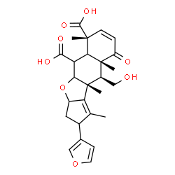 ChemSpider 2D Image | (6R,9aS,10S,10aR)-2-(3-Furyl)-10-(hydroxymethyl)-1,6,9a,10a-tetramethyl-9-oxo-3,3a,4a,5,5a,6,9,9a,10,10a-decahydro-2H-cyclopenta[b]naphtho[2,3-d]furan-5,6-dicarboxylic acid | C26H30O8