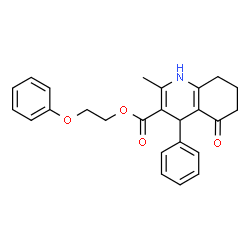 ChemSpider 2D Image | 2-Phenoxyethyl 2-methyl-5-oxo-4-phenyl-1,4,5,6,7,8-hexahydro-3-quinolinecarboxylate | C25H25NO4