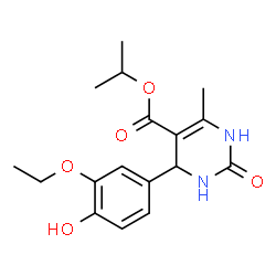 ChemSpider 2D Image | Isopropyl 4-(3-ethoxy-4-hydroxyphenyl)-6-methyl-2-oxo-1,2,3,4-tetrahydro-5-pyrimidinecarboxylate | C17H22N2O5