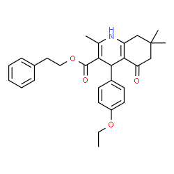 ChemSpider 2D Image | 2-Phenylethyl 4-(4-ethoxyphenyl)-2,7,7-trimethyl-5-oxo-1,4,5,6,7,8-hexahydro-3-quinolinecarboxylate | C29H33NO4