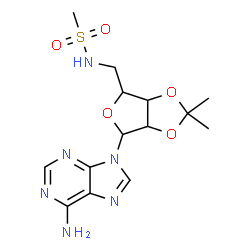 ChemSpider 2D Image | 9-{5-Deoxy-2,3-O-isopropylidene-5-[(methylsulfonyl)amino]pentofuranosyl}-9H-purin-6-amine | C14H20N6O5S